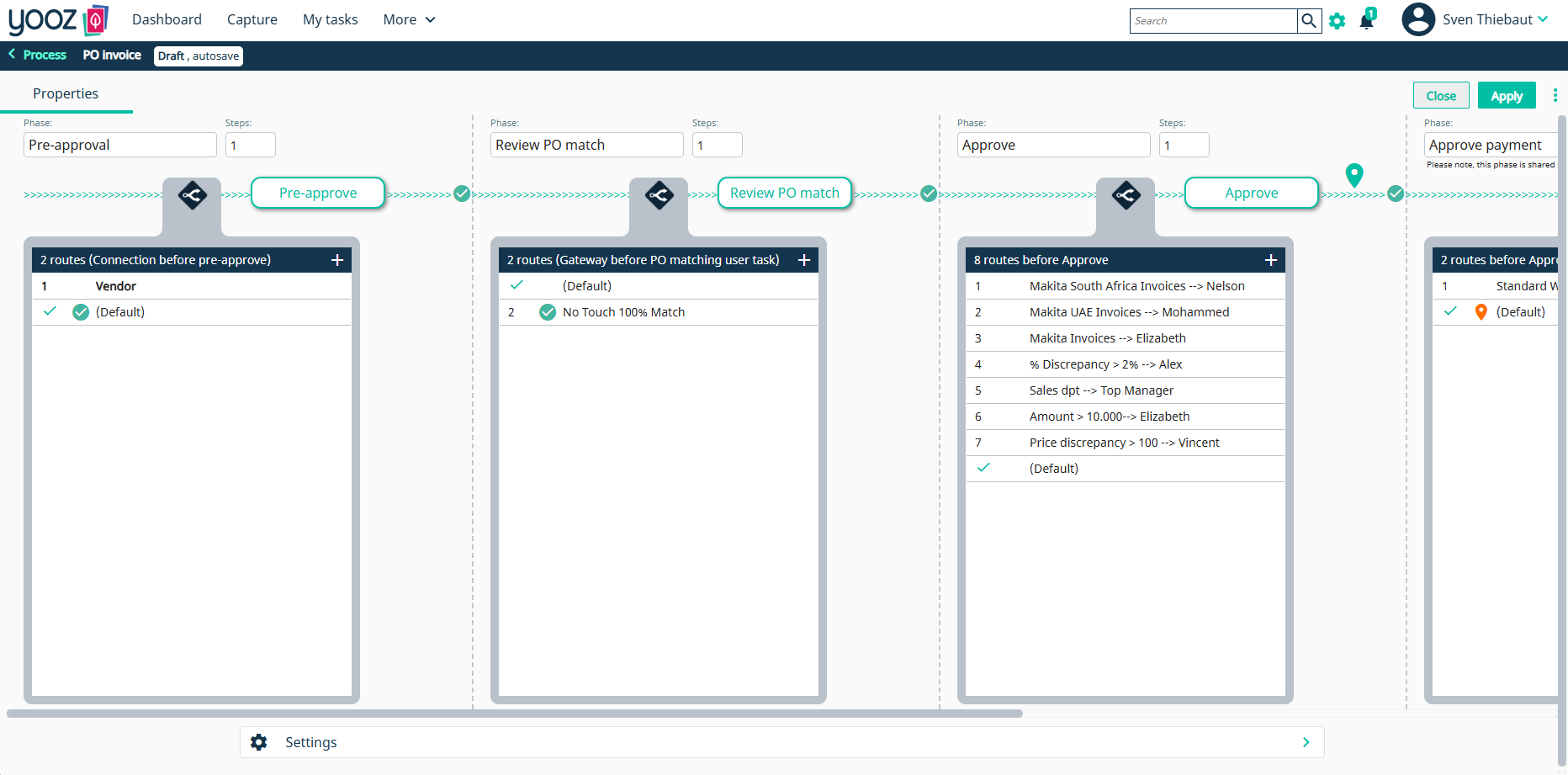 Invoice approval routing in Yooz